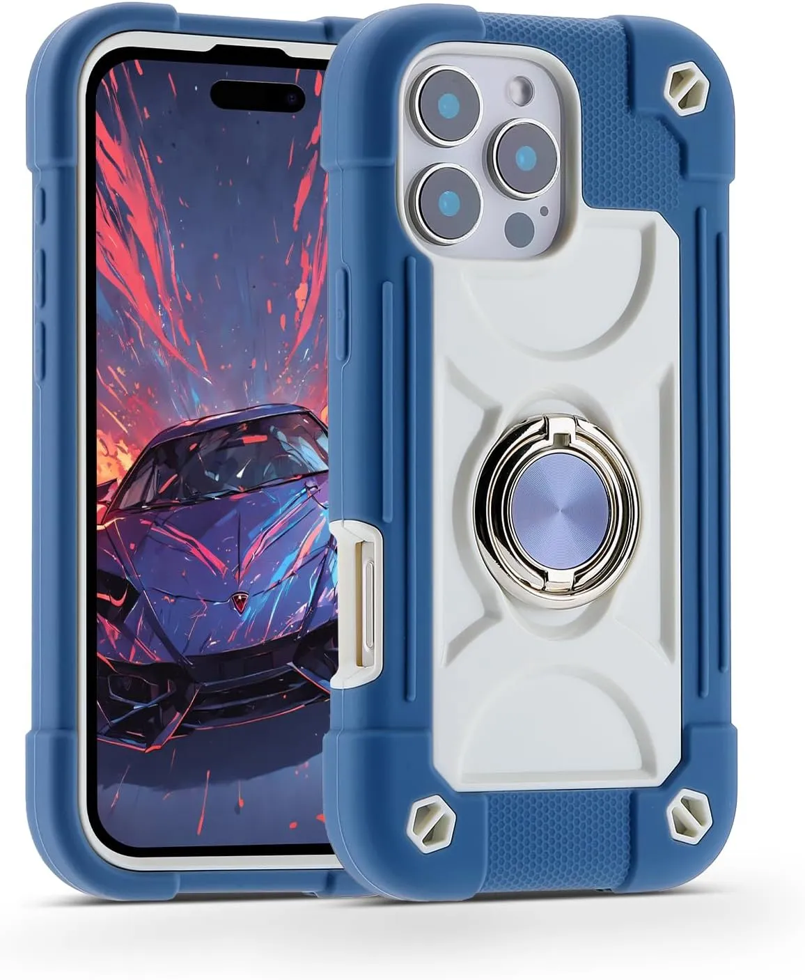 iPhone 16 Case 6.1 Inch Ring Stand Military Grade Drop Protection Full Body Rugged Heavy Duty Case Cover