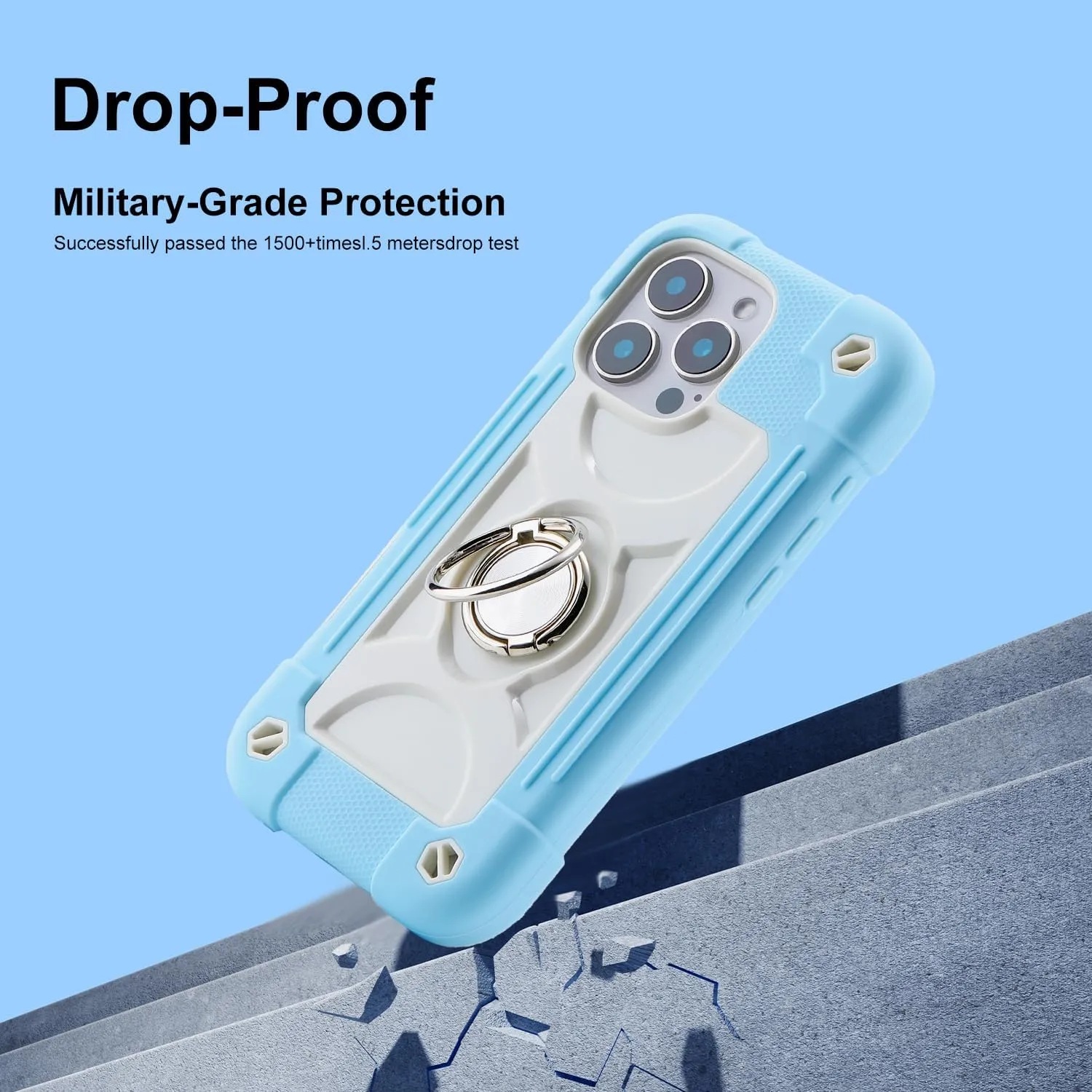 iPhone 16 Case 6.1 Inch Ring Stand Military Grade Drop Protection Full Body Rugged Heavy Duty Case Cover