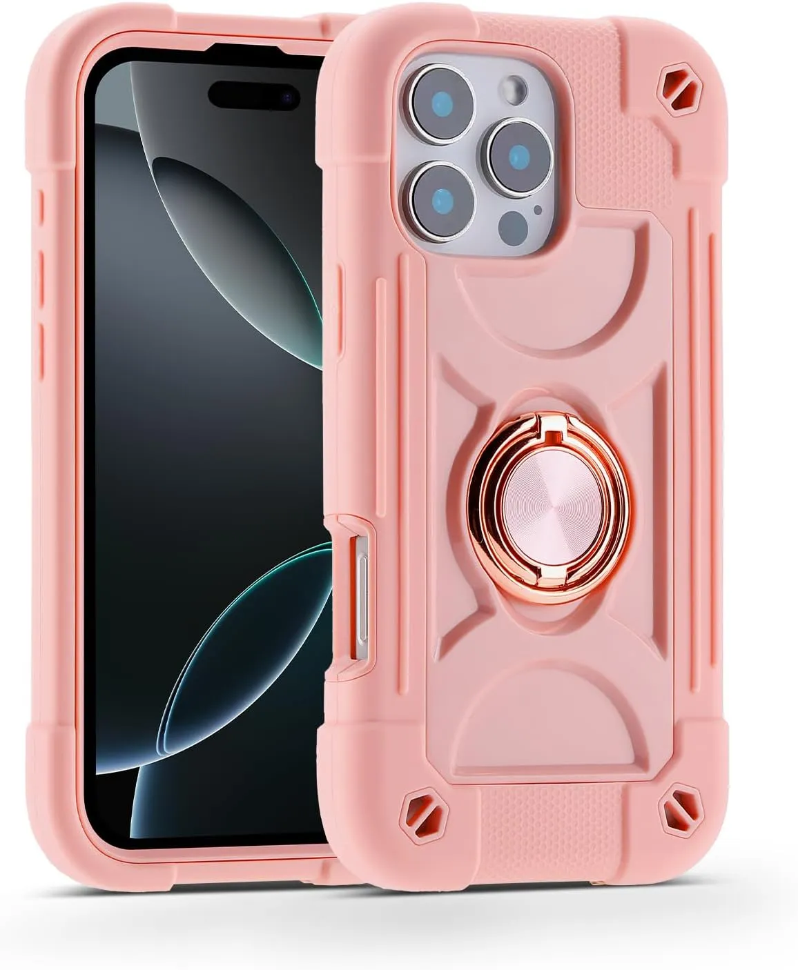 iPhone 16 Case 6.1 Inch Ring Stand Military Grade Drop Protection Full Body Rugged Heavy Duty Case Cover