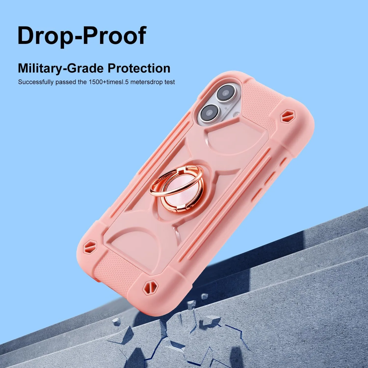 iPhone 16 Case 6.1 Inch Ring Stand Military Grade Drop Protection Full Body Rugged Heavy Duty Case Cover