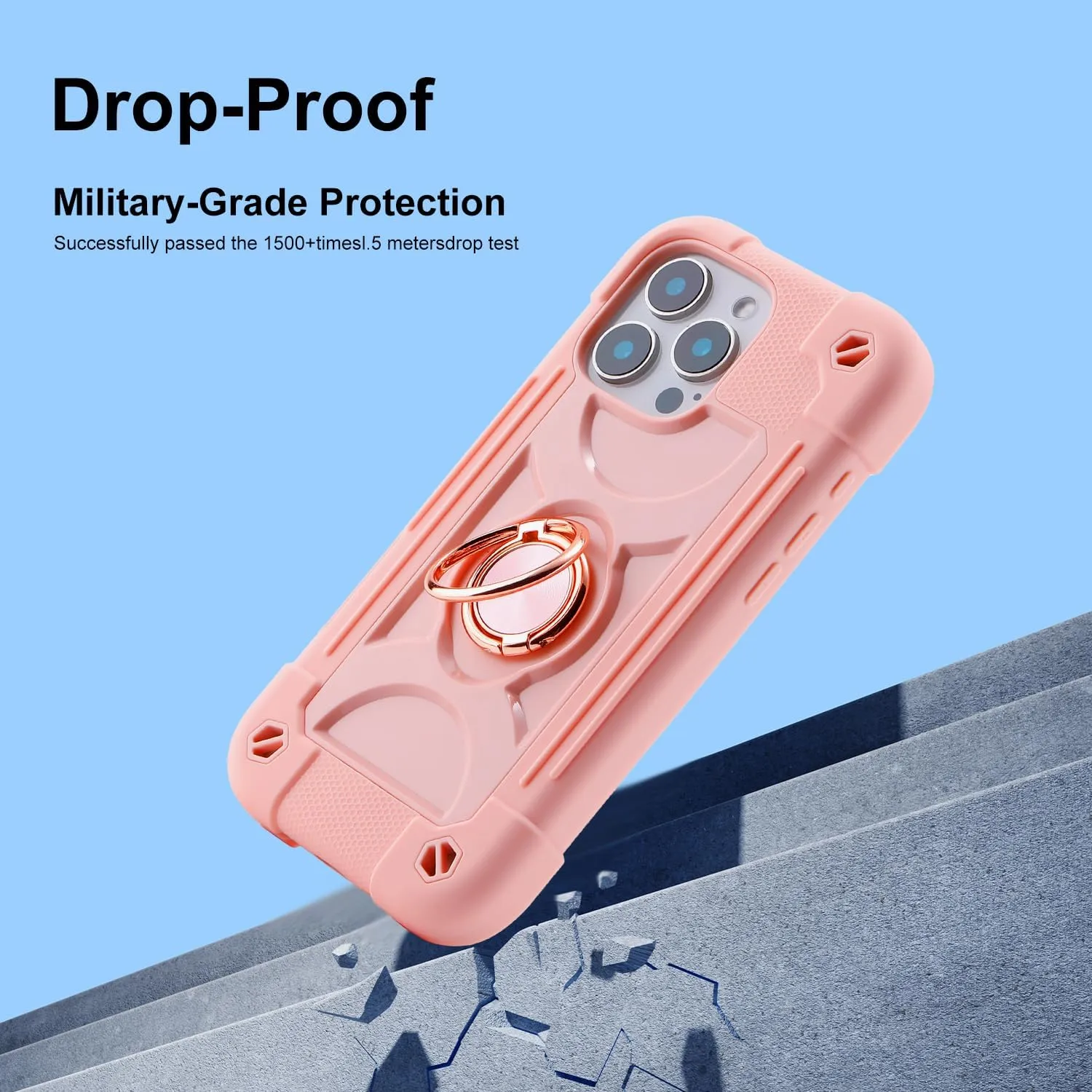 iPhone 16 Case 6.1 Inch Ring Stand Military Grade Drop Protection Full Body Rugged Heavy Duty Case Cover