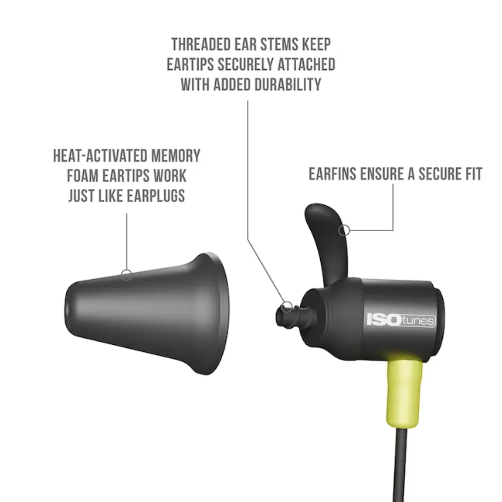 ISOtunes PLUS 30 dB Noise Reduction Hearing Protection Earbuds Bluetooth Compatibility