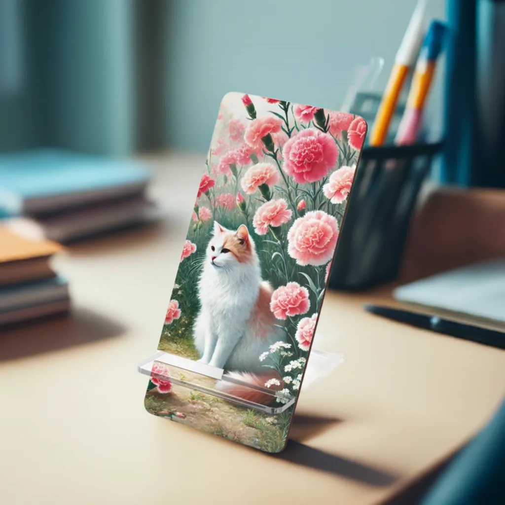 January Birth Flower - Cat Lover - Mobile Display Stand for Smartphones