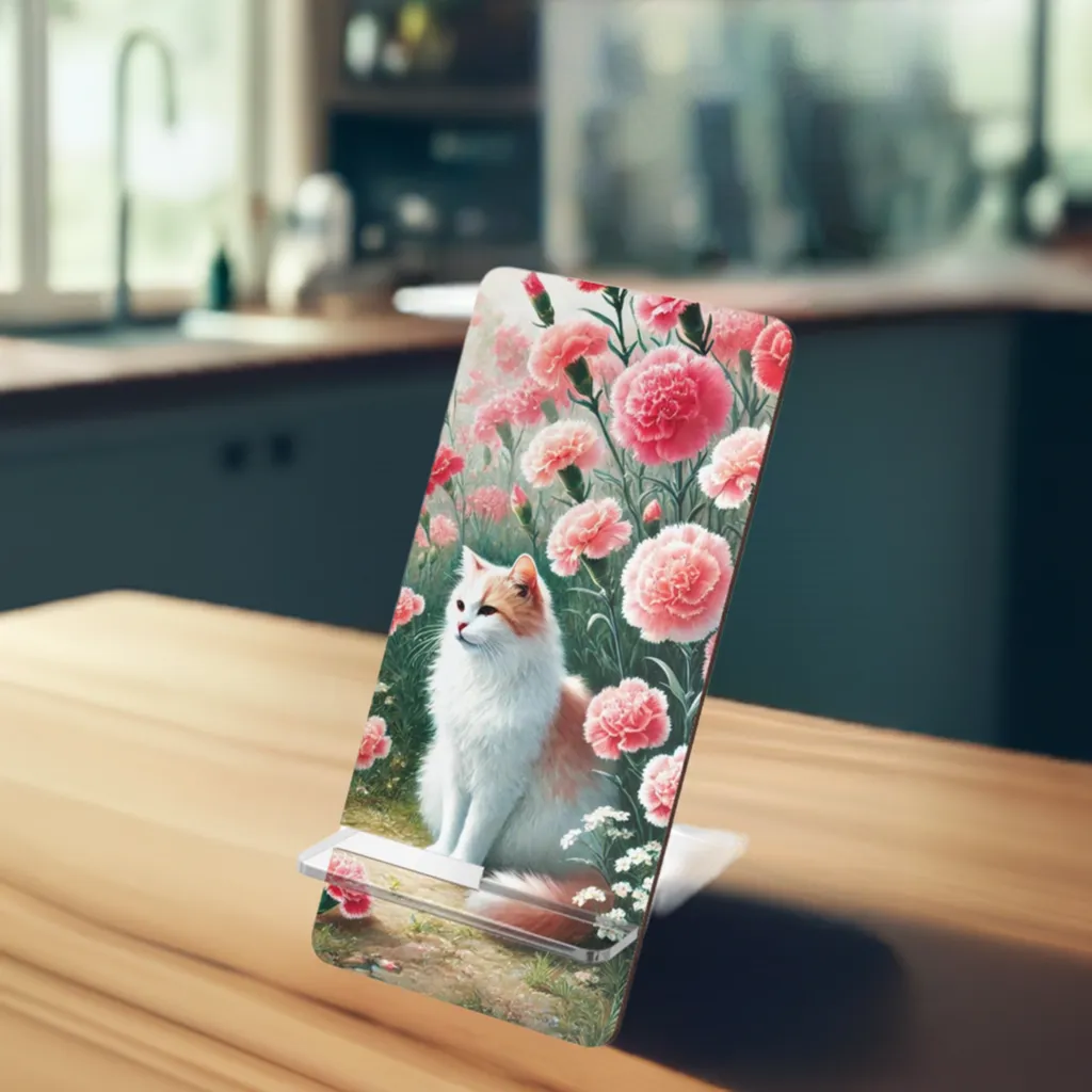 January Birth Flower - Cat Lover - Mobile Display Stand for Smartphones