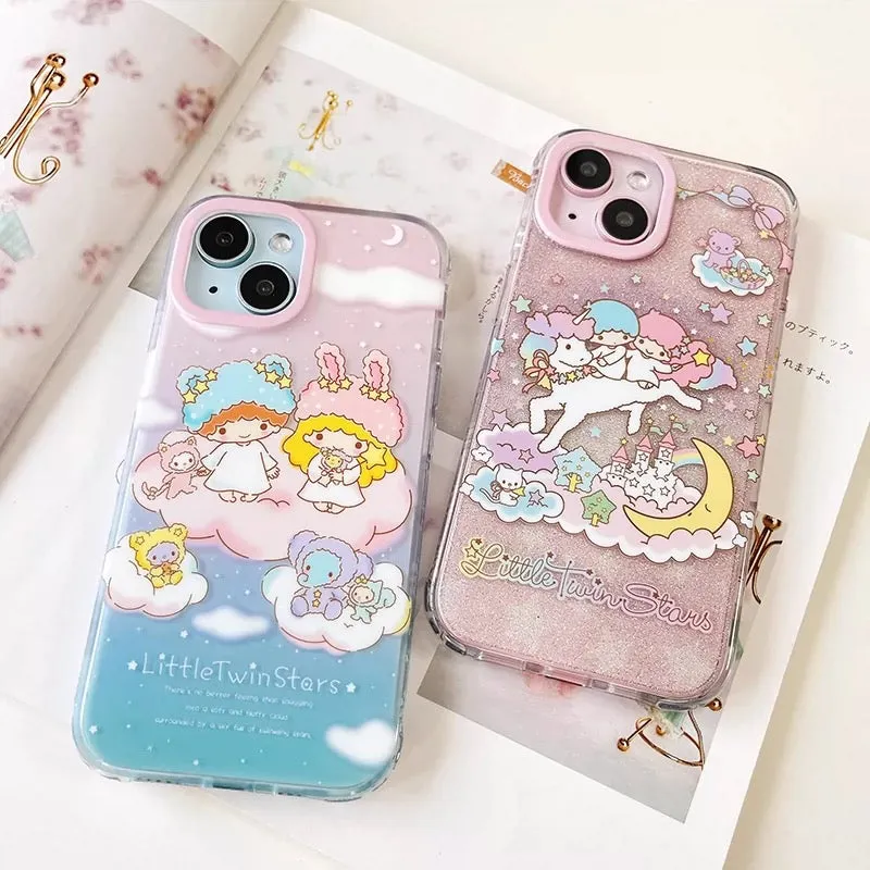 Japanese Cartoon Sanrio Little Twin Star | Cloud Party & Glitter Unicorn - iPhone Case 13 14 15 Pro Promax