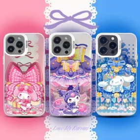 Japanese Cartoon Sanrio Ribbon Lolita | My Melody Kuromi Cinnamoroll Laser - iPhone Case 11 12 13 14 15 16 Pro Promax