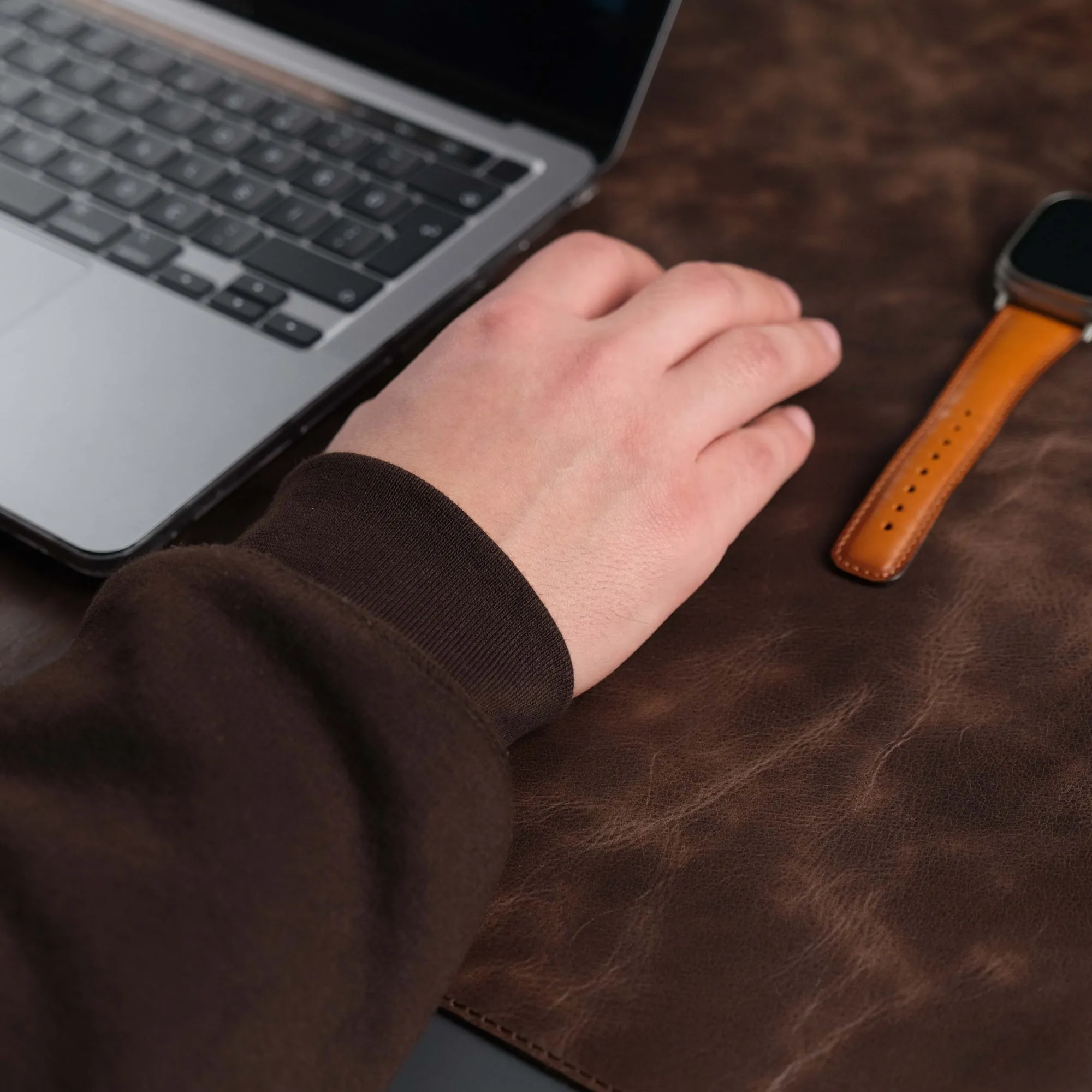 Jersey Dark Brown Leather Desk Pad for Office and Home