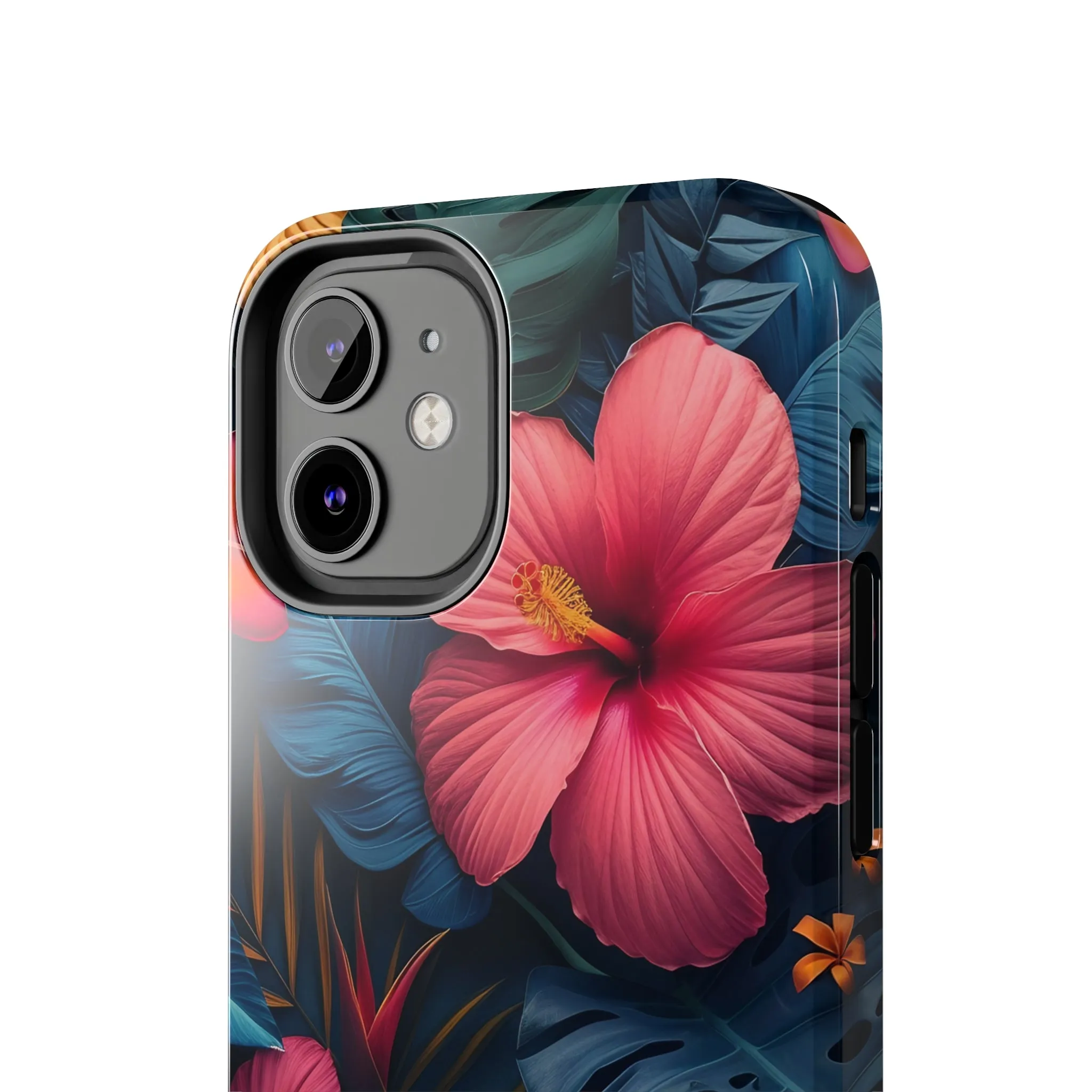 Jewel Tone Tropical Flowers Design Phone Case- Lightweight, Impact Resistant Cover for iPhone 6, 6s, 12, 13, 14, 15