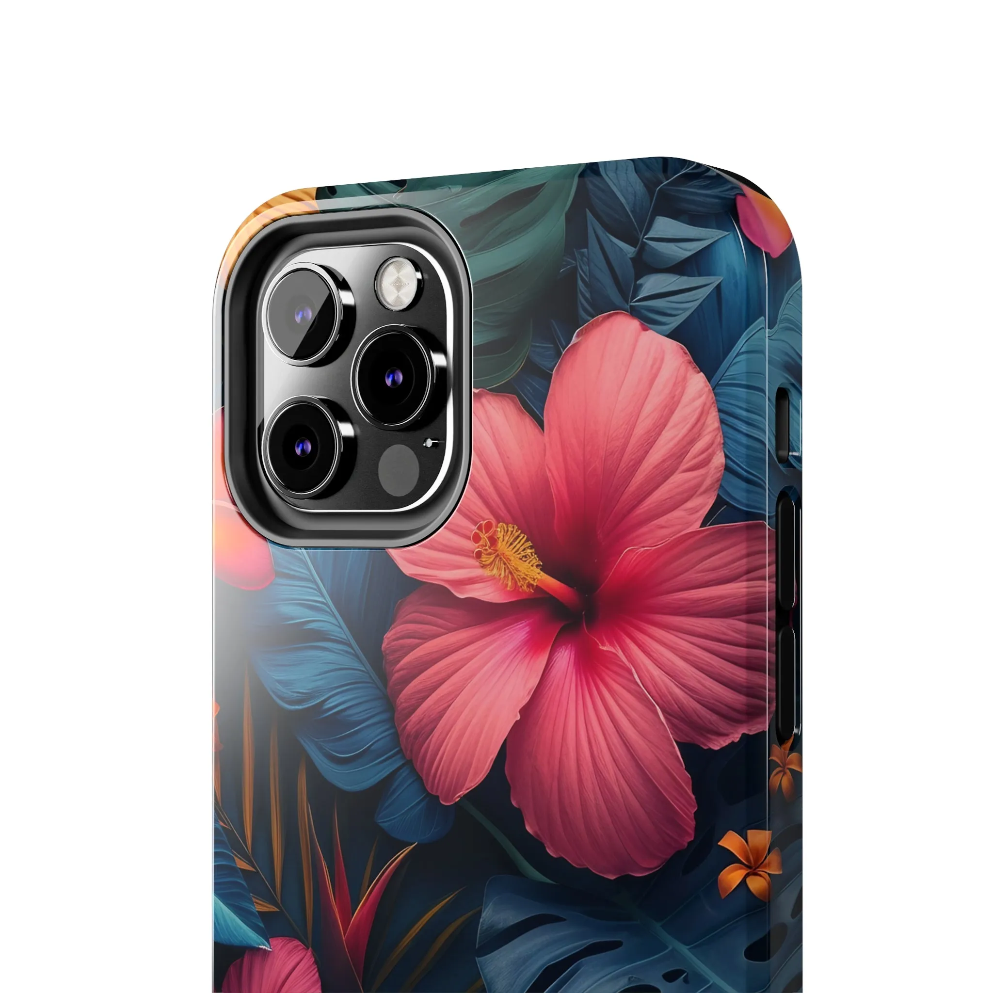 Jewel Tone Tropical Flowers Design Phone Case- Lightweight, Impact Resistant Cover for iPhone 6, 6s, 12, 13, 14, 15