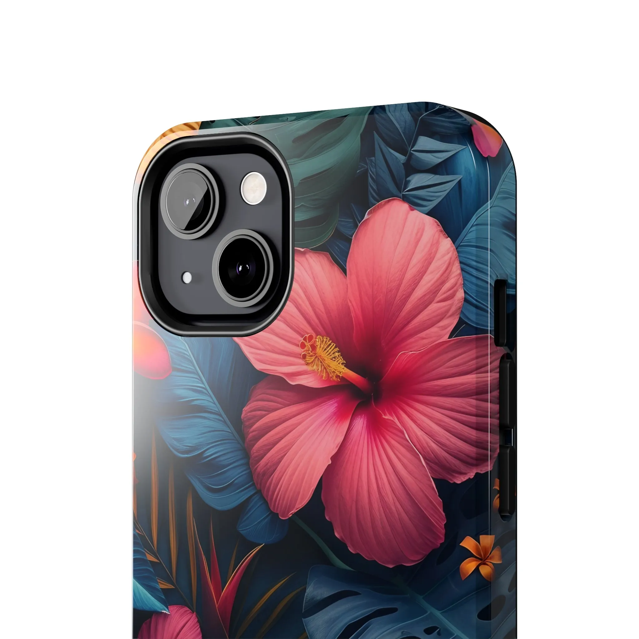 Jewel Tone Tropical Flowers Design Phone Case- Lightweight, Impact Resistant Cover for iPhone 6, 6s, 12, 13, 14, 15