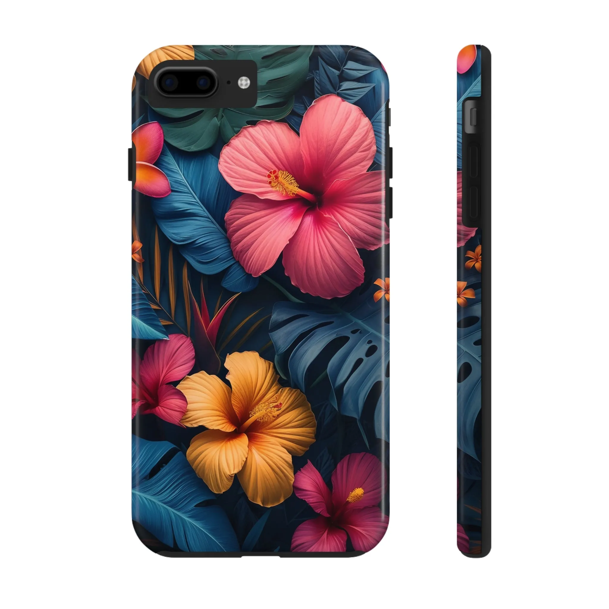 Jewel Tone Tropical Flowers Design Phone Case- Lightweight, Impact Resistant Cover for iPhone 6, 6s, 12, 13, 14, 15