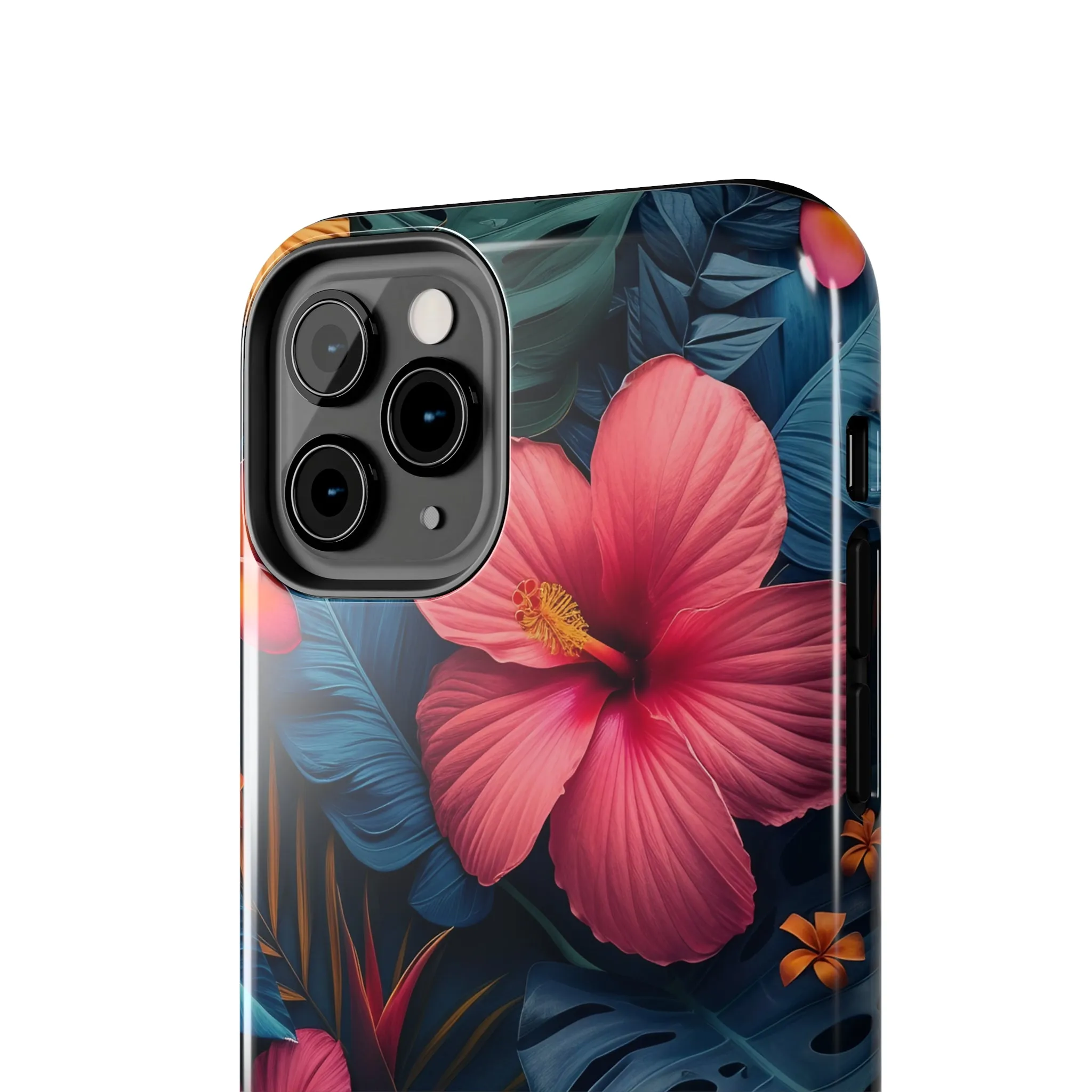 Jewel Tone Tropical Flowers Design Phone Case- Lightweight, Impact Resistant Cover for iPhone 6, 6s, 12, 13, 14, 15