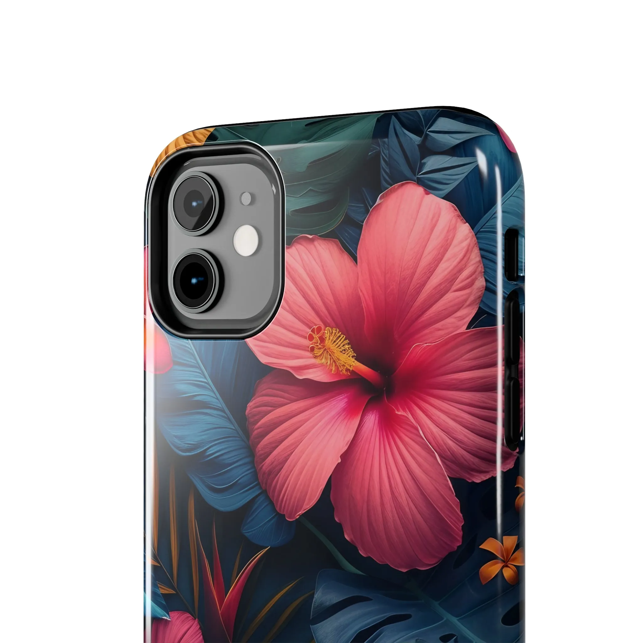 Jewel Tone Tropical Flowers Design Phone Case- Lightweight, Impact Resistant Cover for iPhone 6, 6s, 12, 13, 14, 15