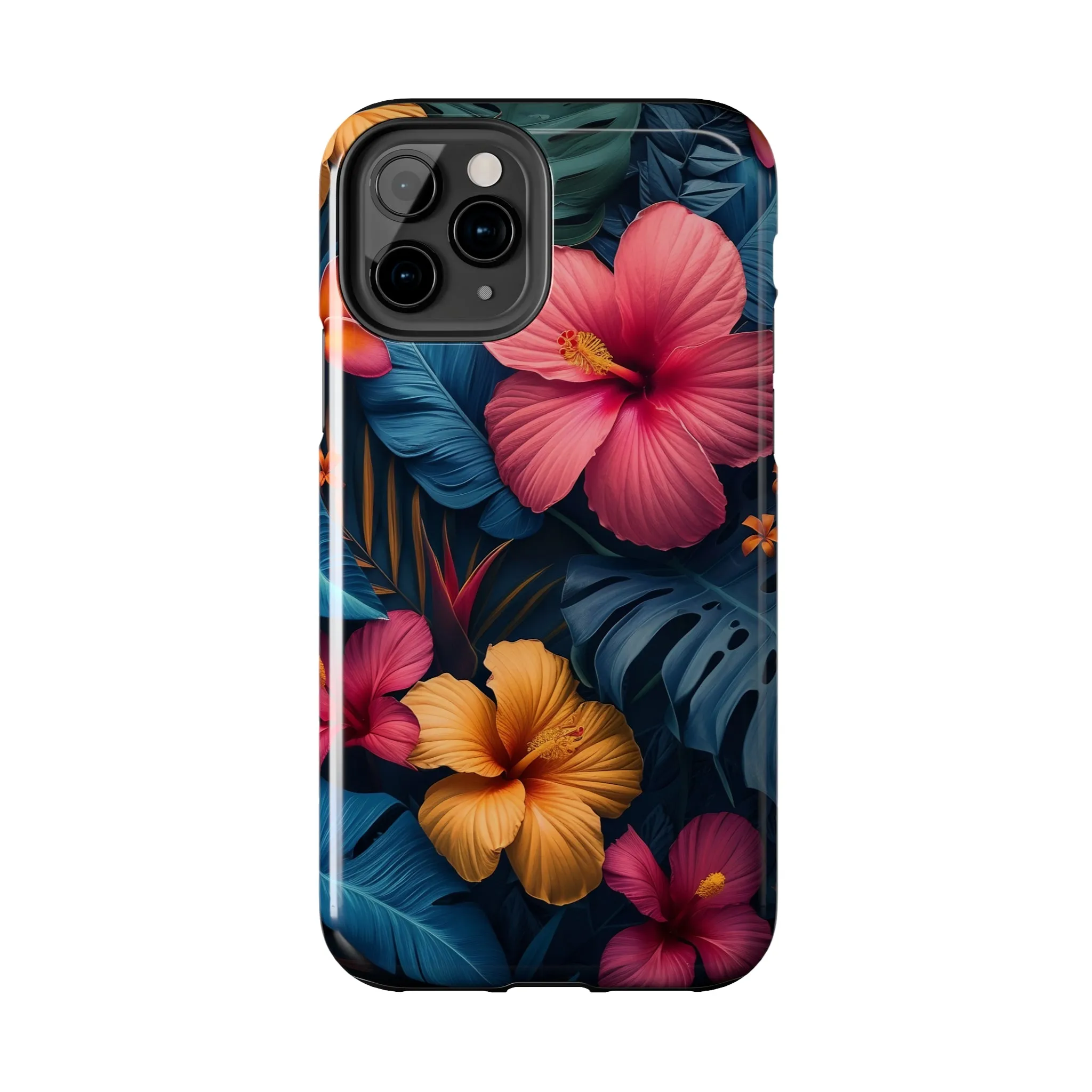 Jewel Tone Tropical Flowers Design Phone Case- Lightweight, Impact Resistant Cover for iPhone 6, 6s, 12, 13, 14, 15