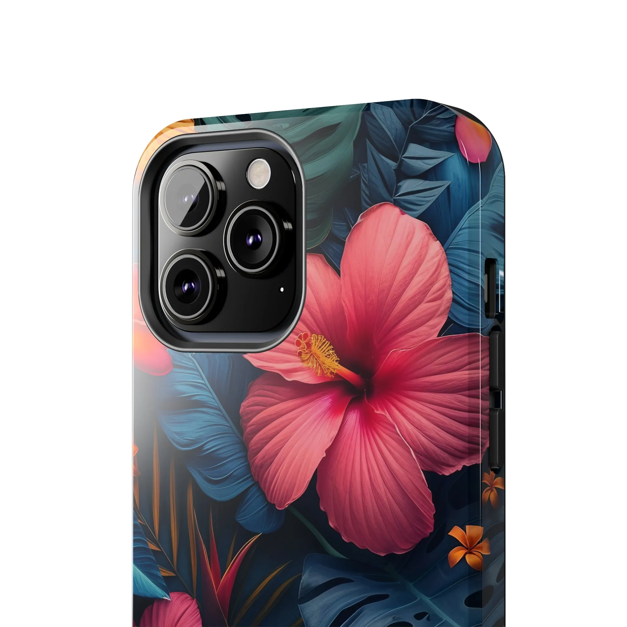 Jewel Tone Tropical Flowers Design Phone Case- Lightweight, Impact Resistant Cover for iPhone 6, 6s, 12, 13, 14, 15