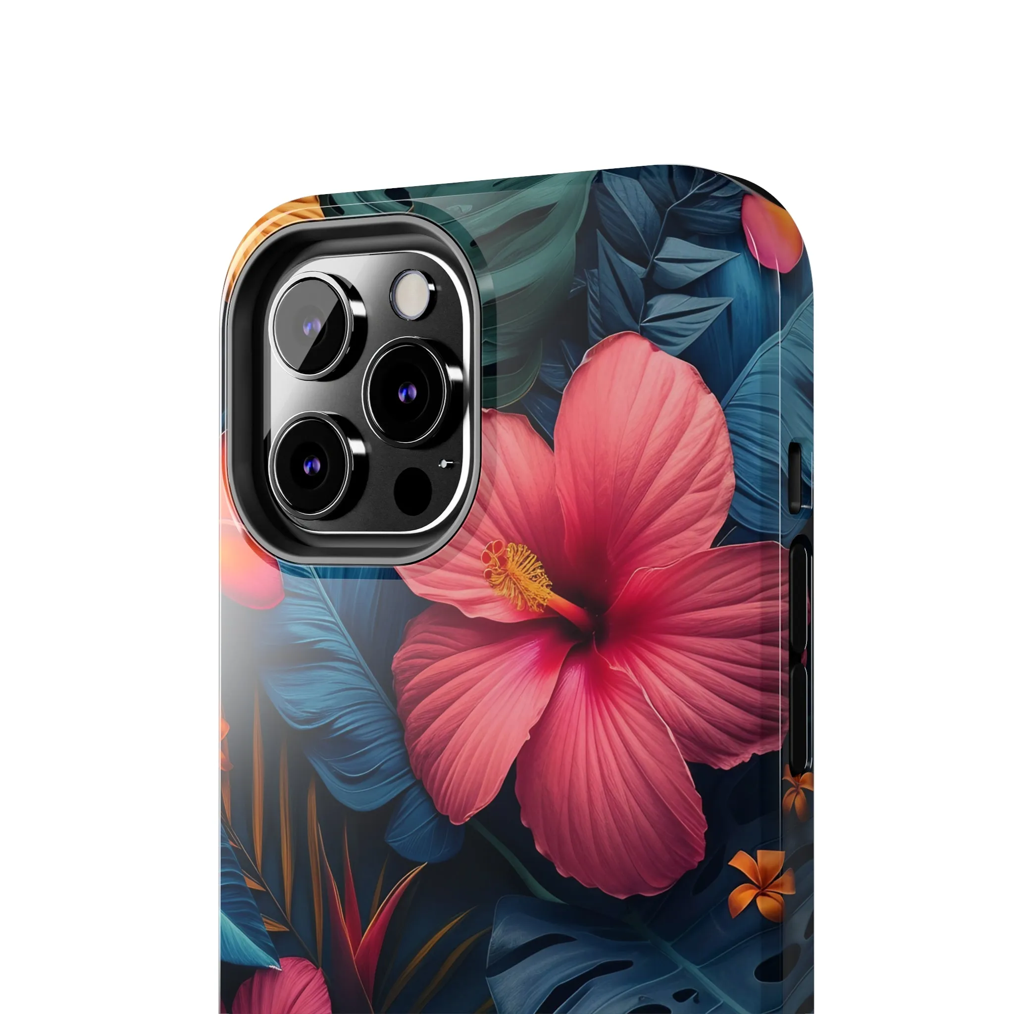 Jewel Tone Tropical Flowers Design Phone Case- Lightweight, Impact Resistant Cover for iPhone 6, 6s, 12, 13, 14, 15