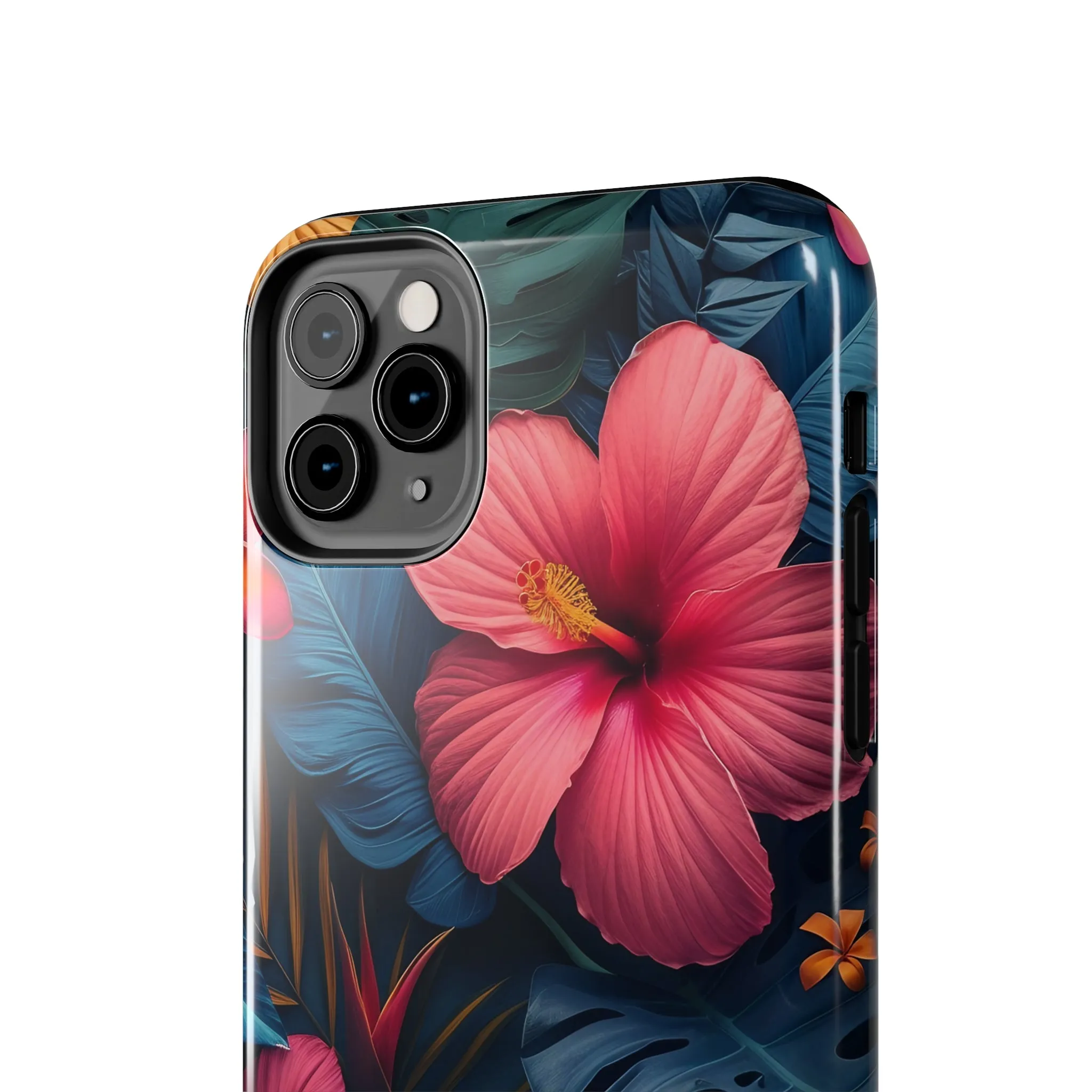 Jewel Tone Tropical Flowers Design Phone Case- Lightweight, Impact Resistant Cover for iPhone 6, 6s, 12, 13, 14, 15