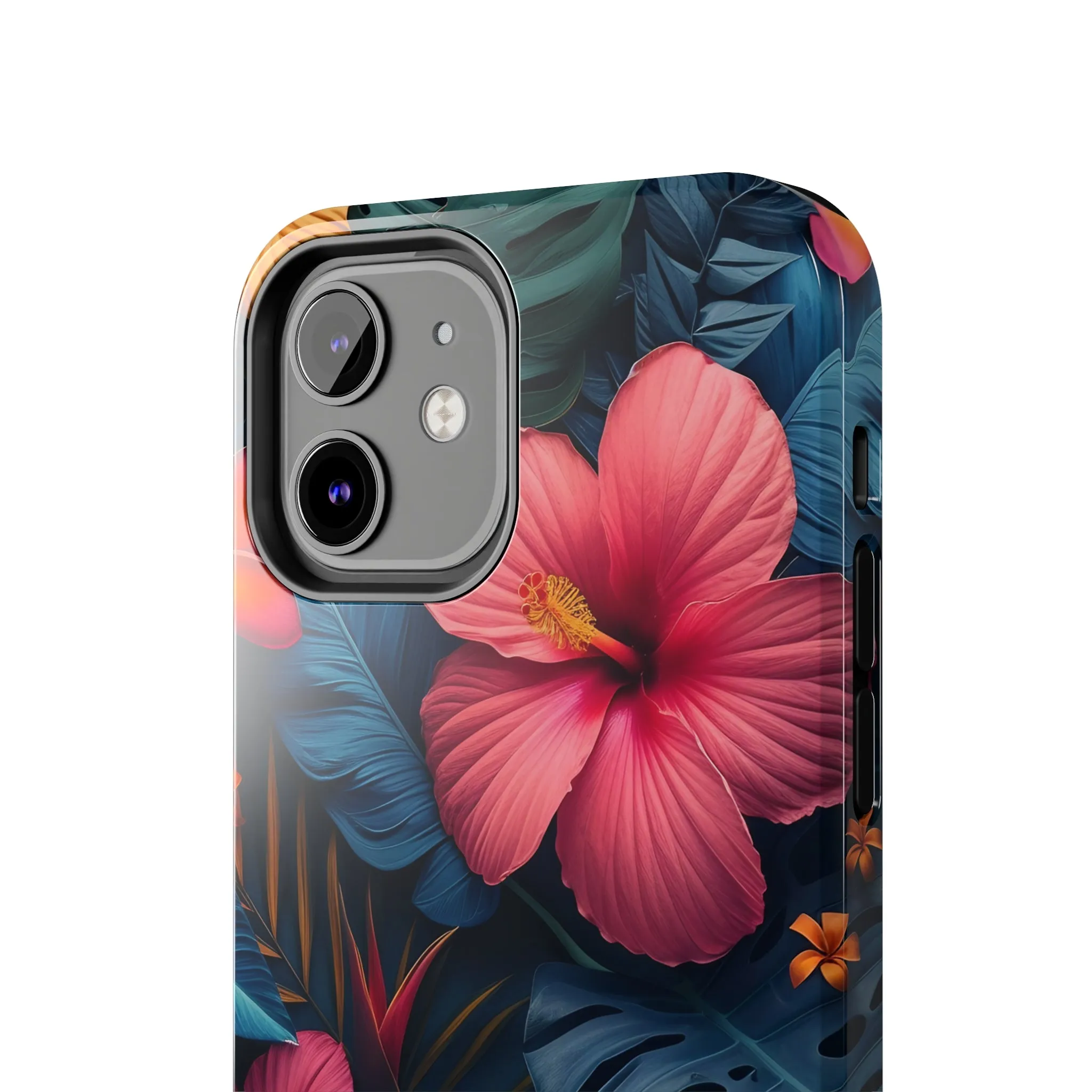 Jewel Tone Tropical Flowers Design Phone Case- Lightweight, Impact Resistant Cover for iPhone 6, 6s, 12, 13, 14, 15