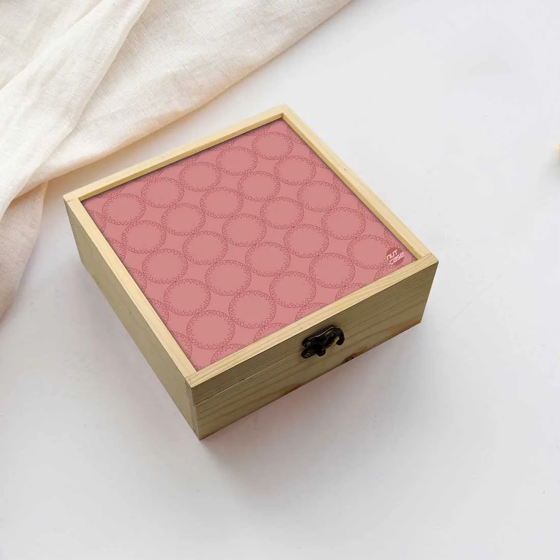 Jewellery Box Makepup Organizer -  Peach Pattern Circle