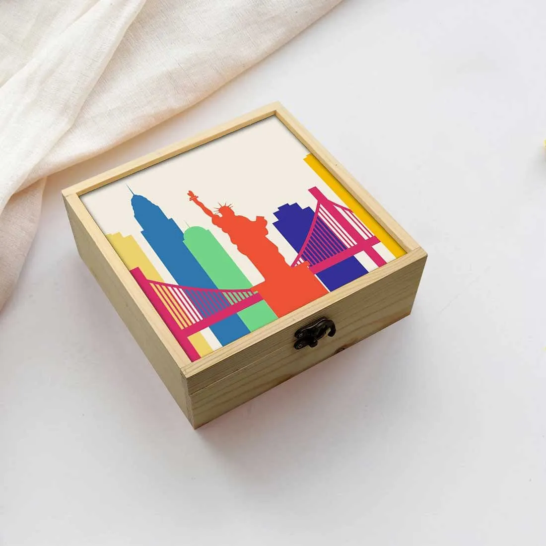 Jewellery Box Makepup Organizer -  Statue Of Liberty Orange