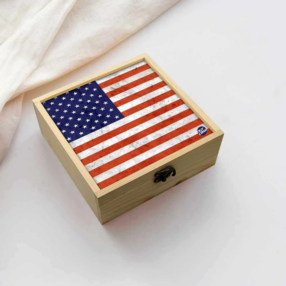 Jewellery Box Wooden Jewelry Organizer -  Usa Flag