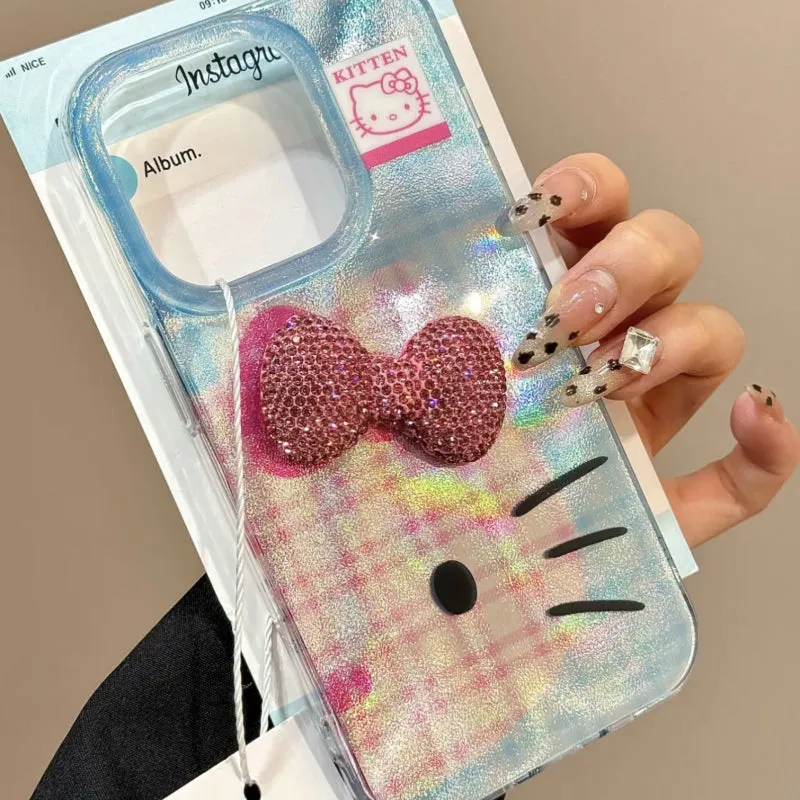 Kawaii Blue Plaid Kitty Phone Case KI673