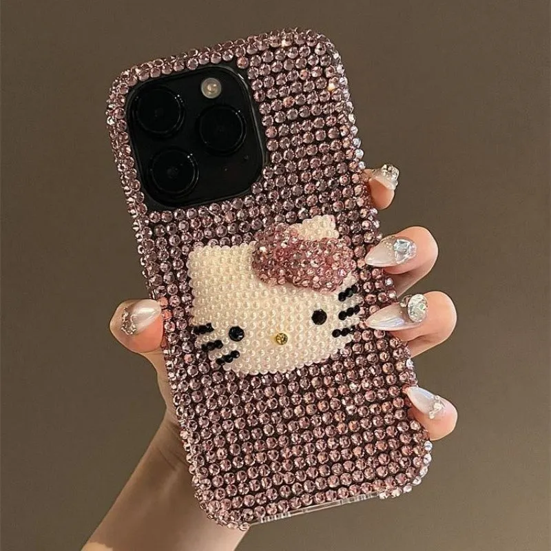 Kitty Pink Rhinestone Phone Case KI546