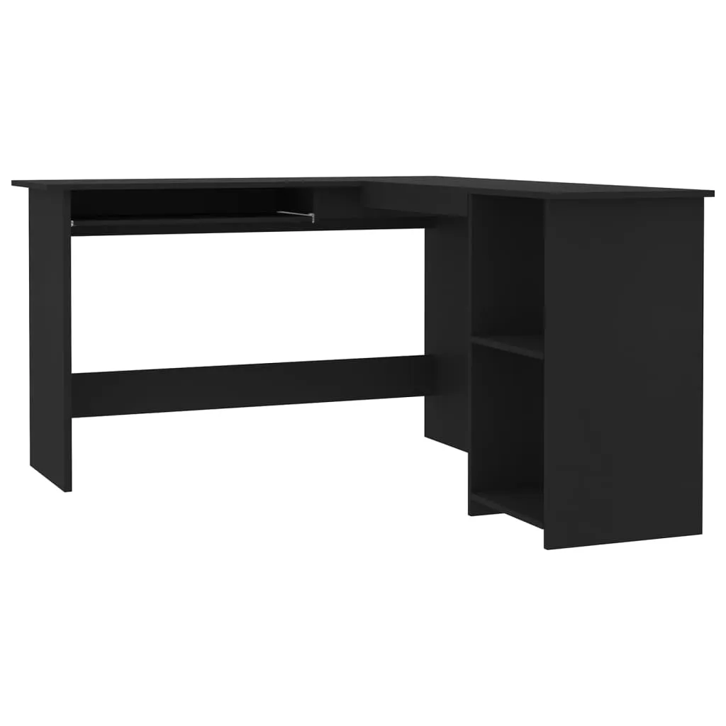 L-Shaped Corner Desk Black 120x140x75 cm Engineered Wood