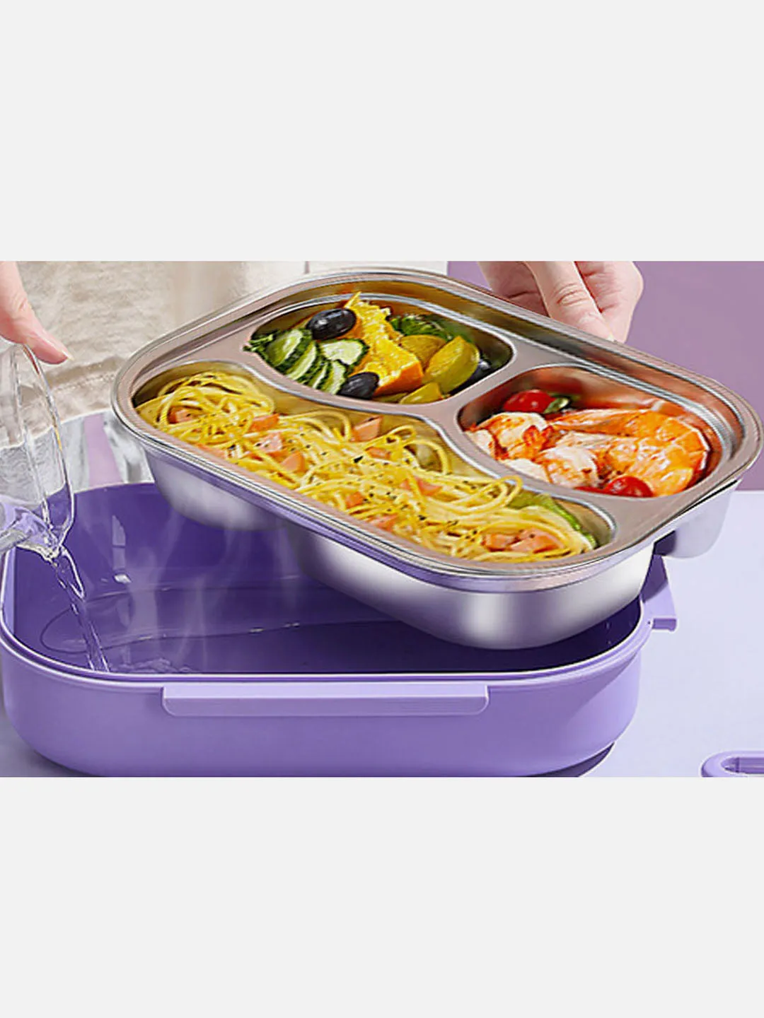 Little Surprise Box Purple Teddy Stainless Steel Lunch Box With Matching Lunch Bag For Kids