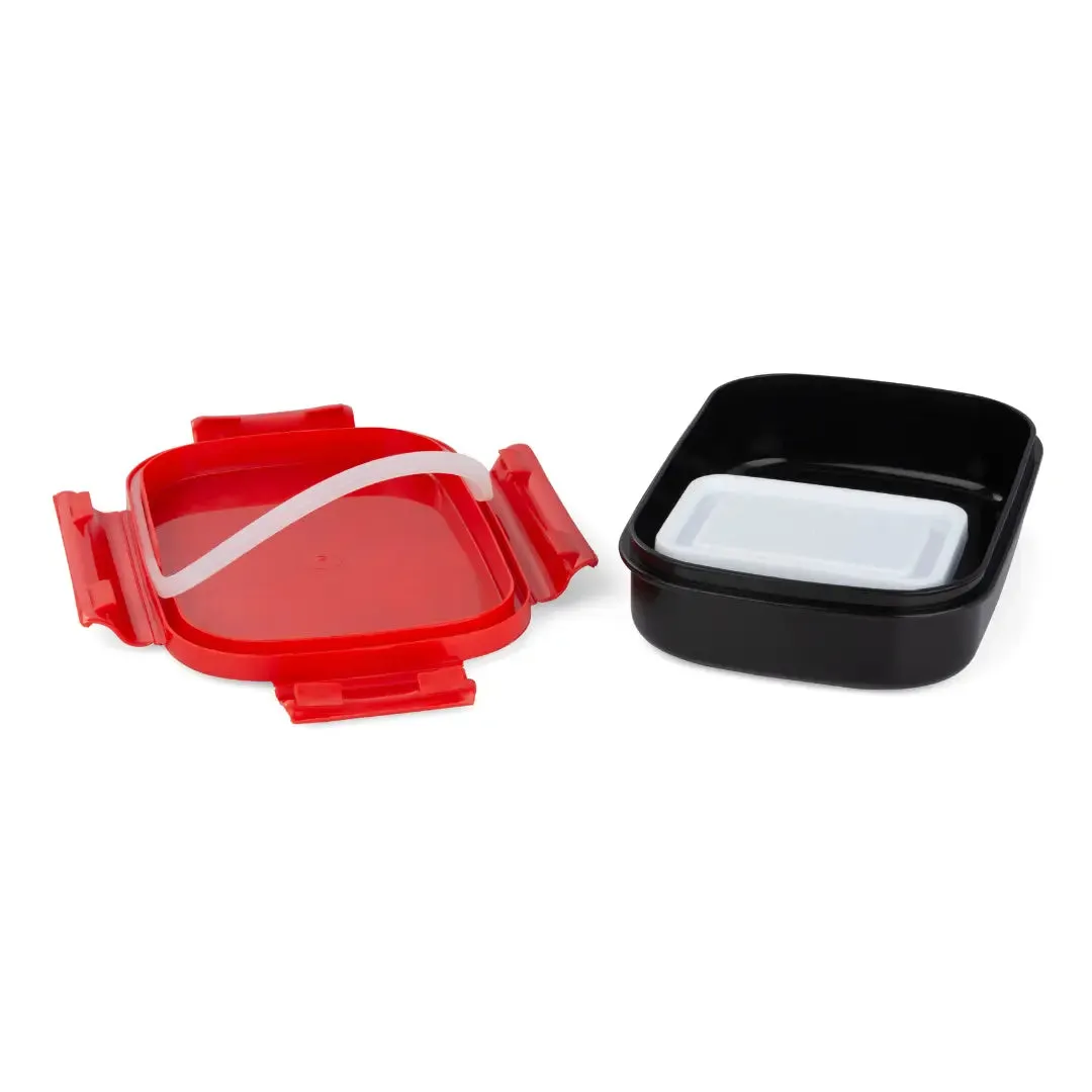 Liza Cartoon Printed Red Burger 2 Compartment Tiffin Box for School Kids