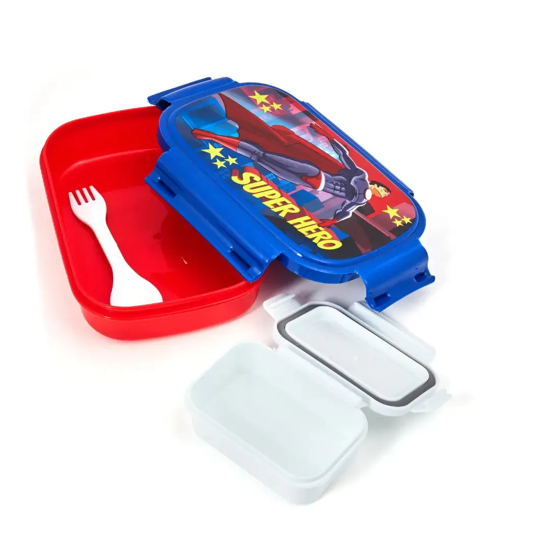 Liza Cartoon Printed Superman 2 Compartment Tiffin Box for School Kids