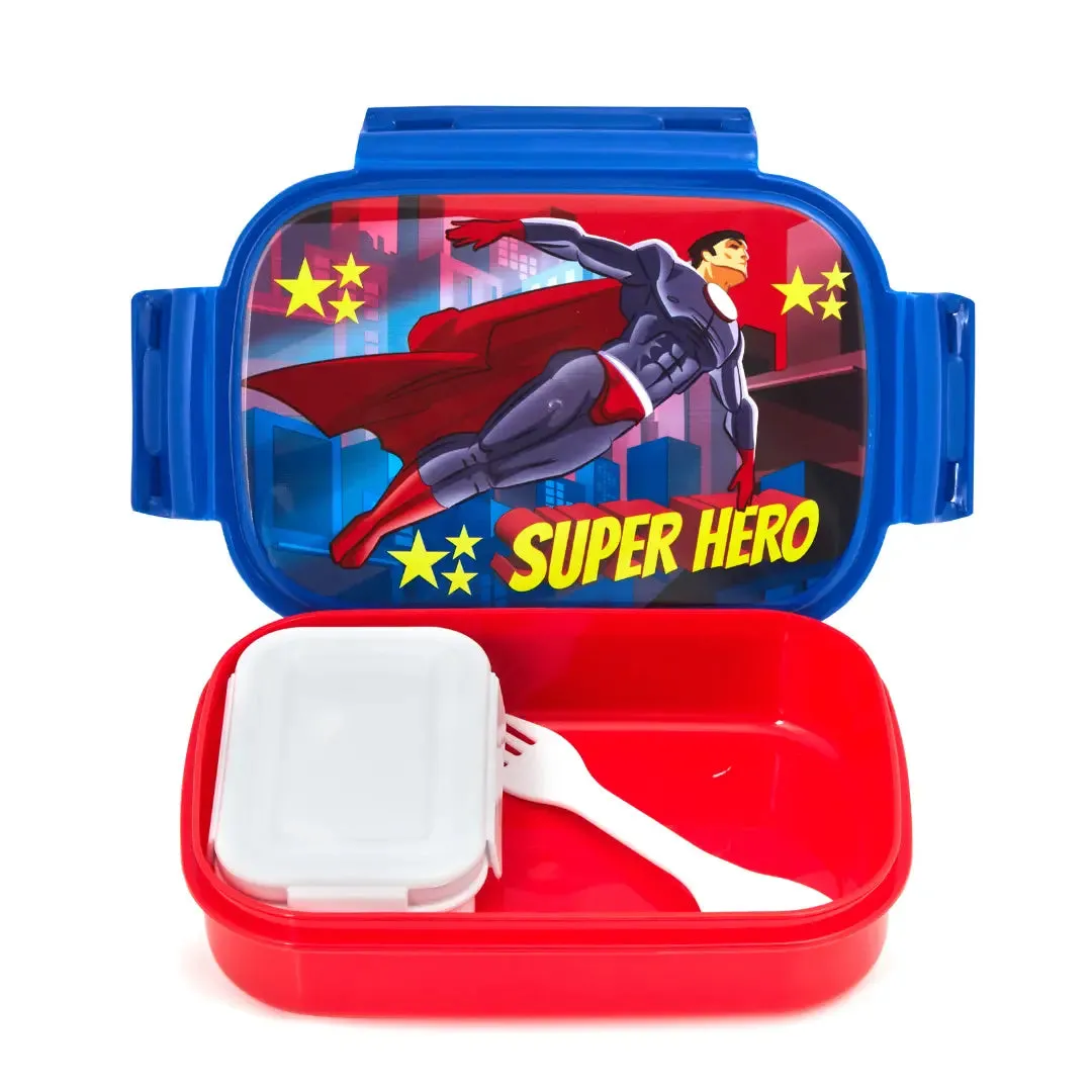 Liza Cartoon Printed Superman 2 Compartment Tiffin Box for School Kids