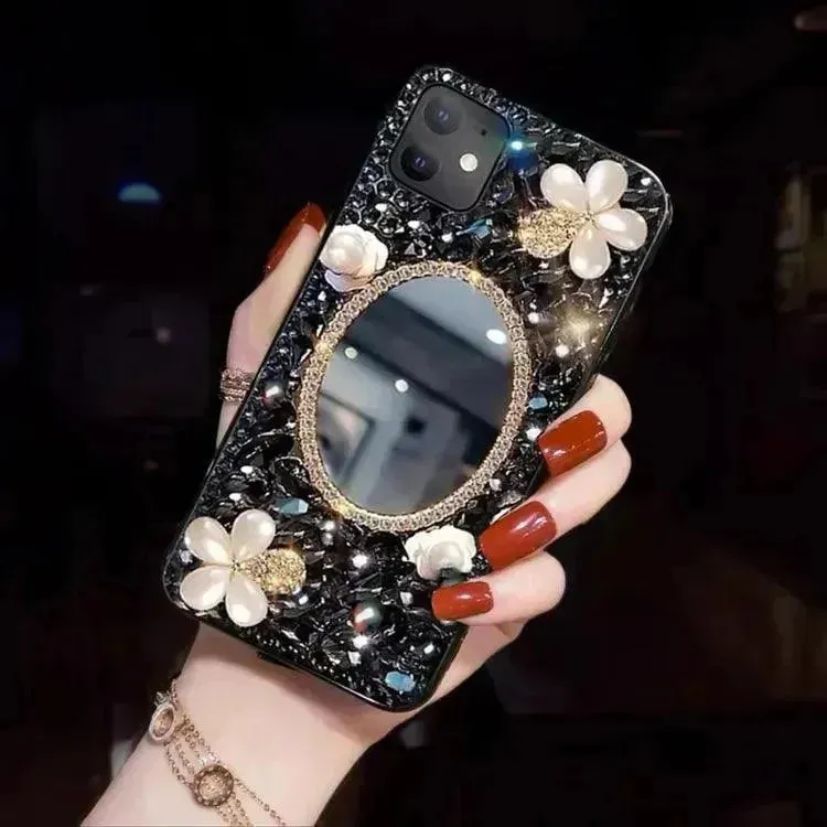 Luxurious Pearl Flowers Mirror Phone Case (For iPhones)