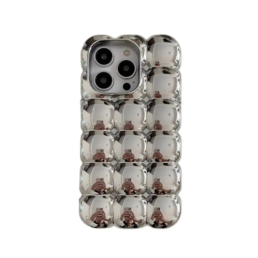 Luxury phone cases|Luxury Stylish 3D Grid Plating Silver Phone Case