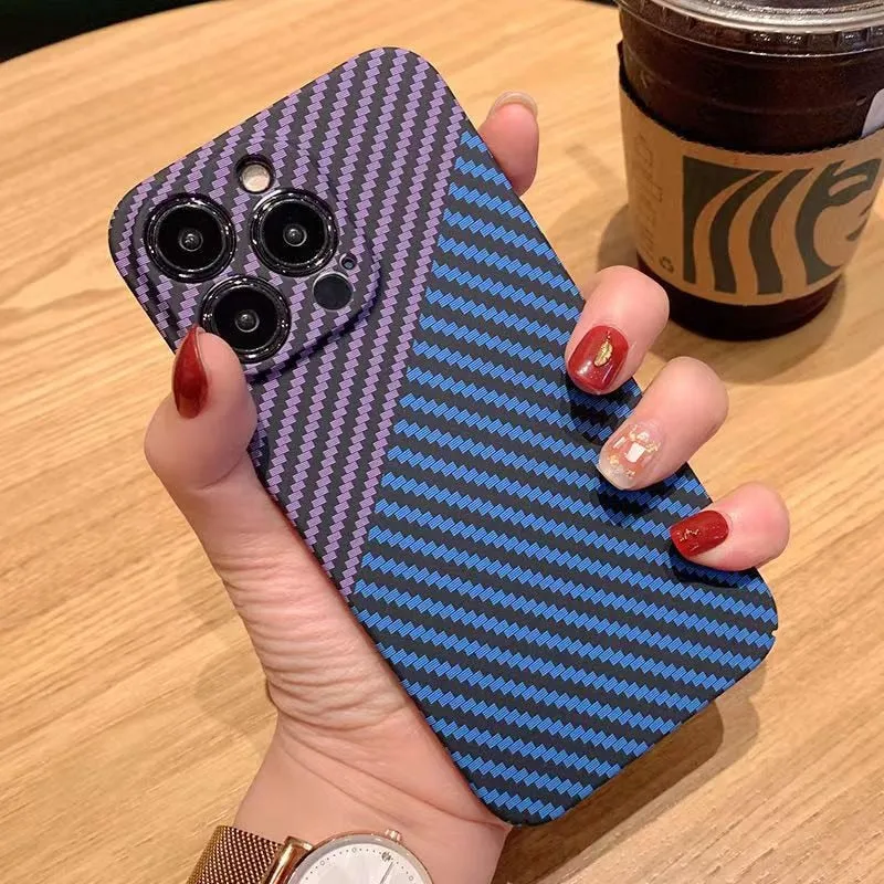 Luxury Ultra Thin Carbon Fiber Texture Matte Phone Case For iPhone