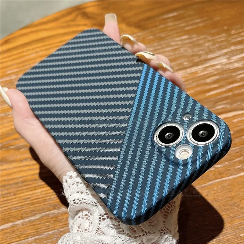 Luxury Ultra Thin Carbon Fiber Texture Matte Phone Case For iPhone