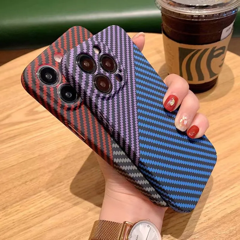 Luxury Ultra Thin Carbon Fiber Texture Matte Phone Case For iPhone