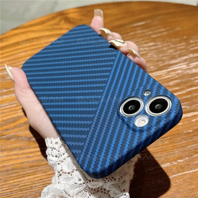 Luxury Ultra Thin Carbon Fiber Texture Matte Phone Case For iPhone