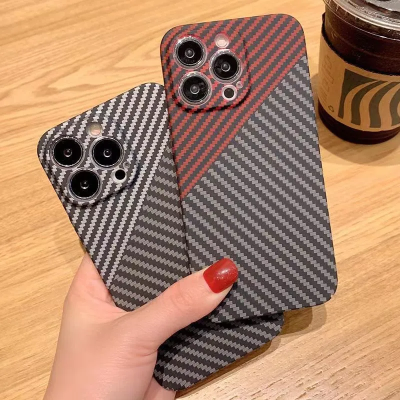 Luxury Ultra Thin Carbon Fiber Texture Matte Phone Case For iPhone