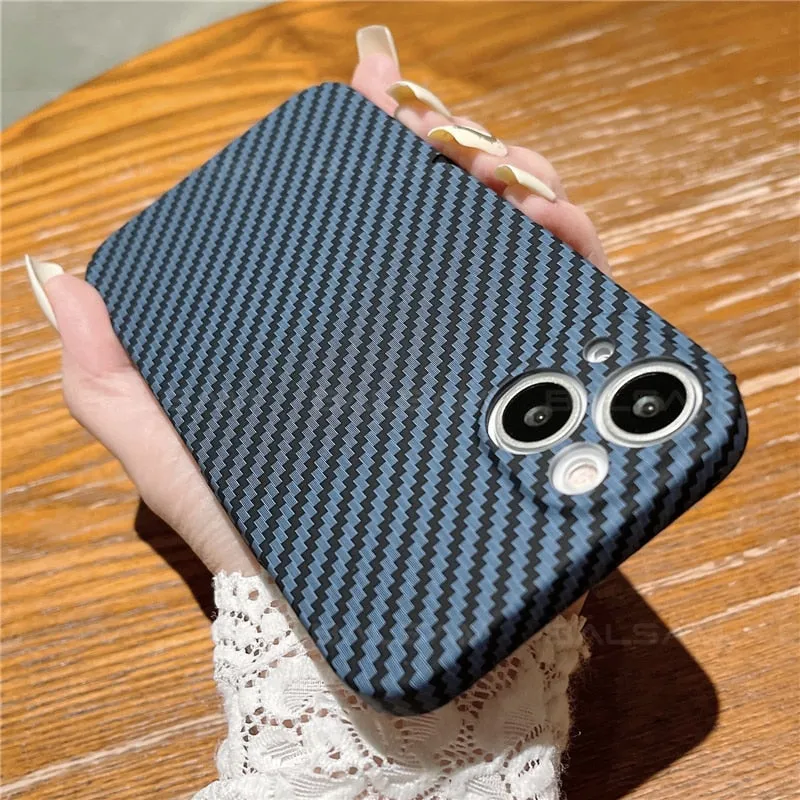 Luxury Ultra Thin Carbon Fiber Texture Matte Phone Case For iPhone