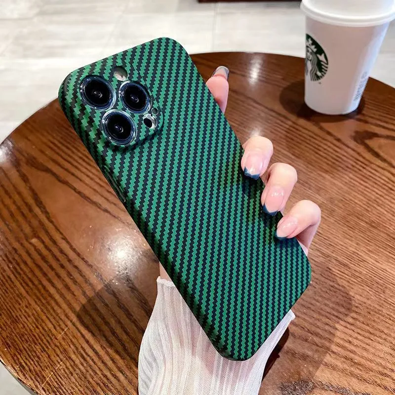 Luxury Ultra Thin Carbon Fiber Texture Matte Phone Case For iPhone