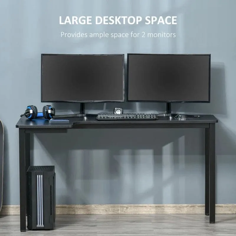 Maplin Plus L-Shaped 145 x 81 x 76cm Gaming Desk with Cable Management - Black