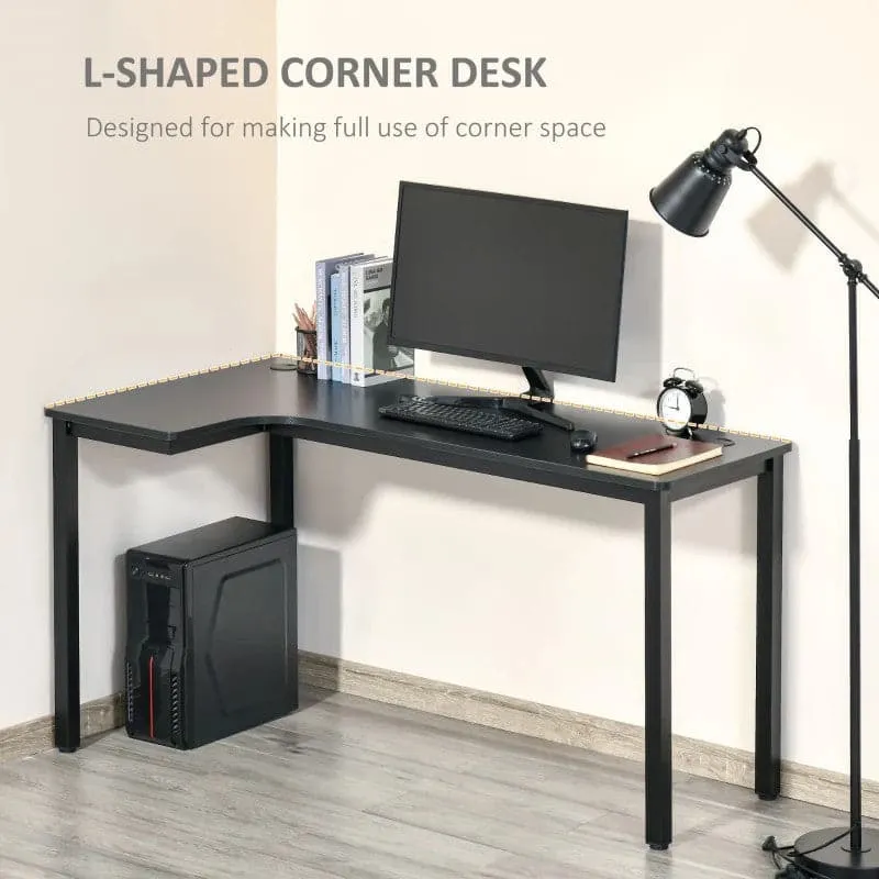 Maplin Plus L-Shaped 145 x 81 x 76cm Gaming Desk with Cable Management - Black