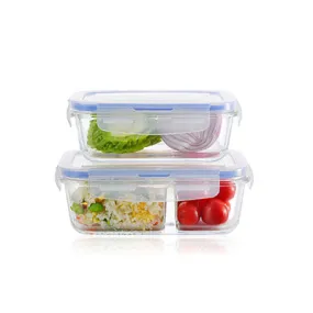 Microwavable Glass Lunch Box with 2 Compartment