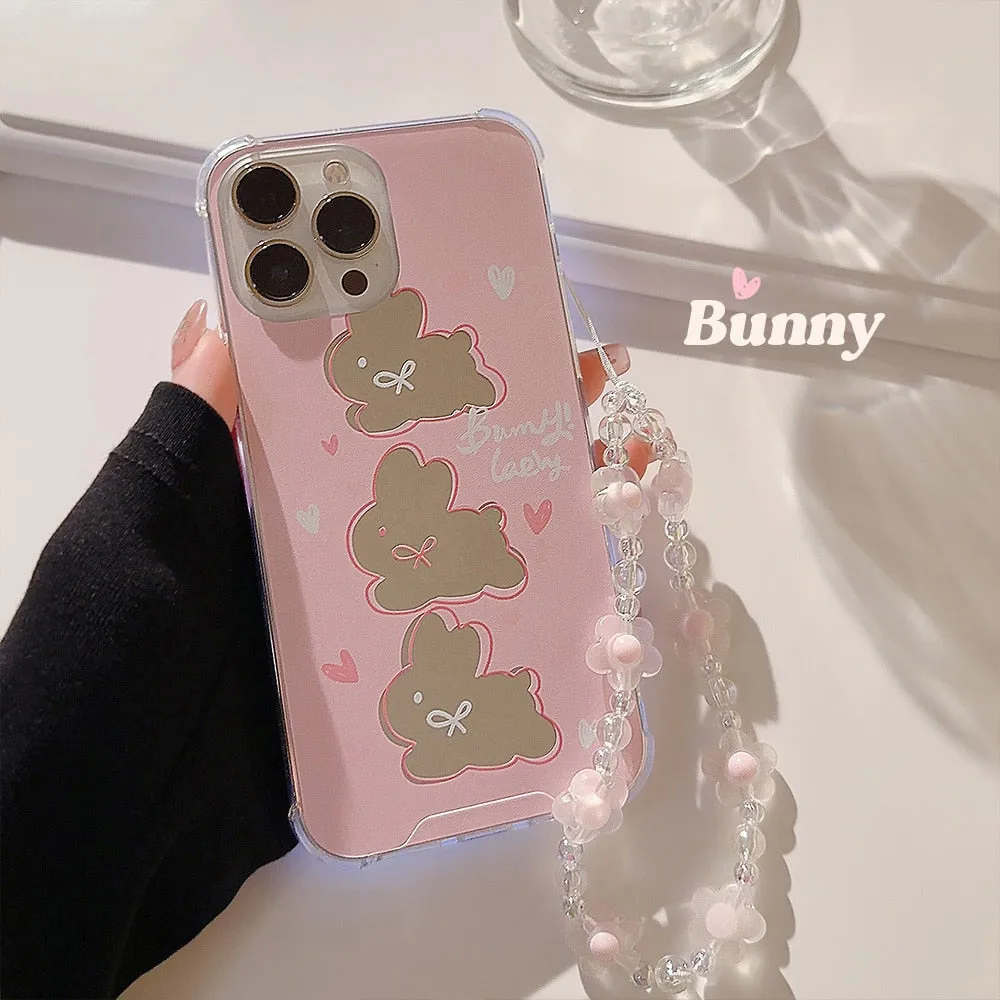 Mirrored Bunny iPhone Case & Chain