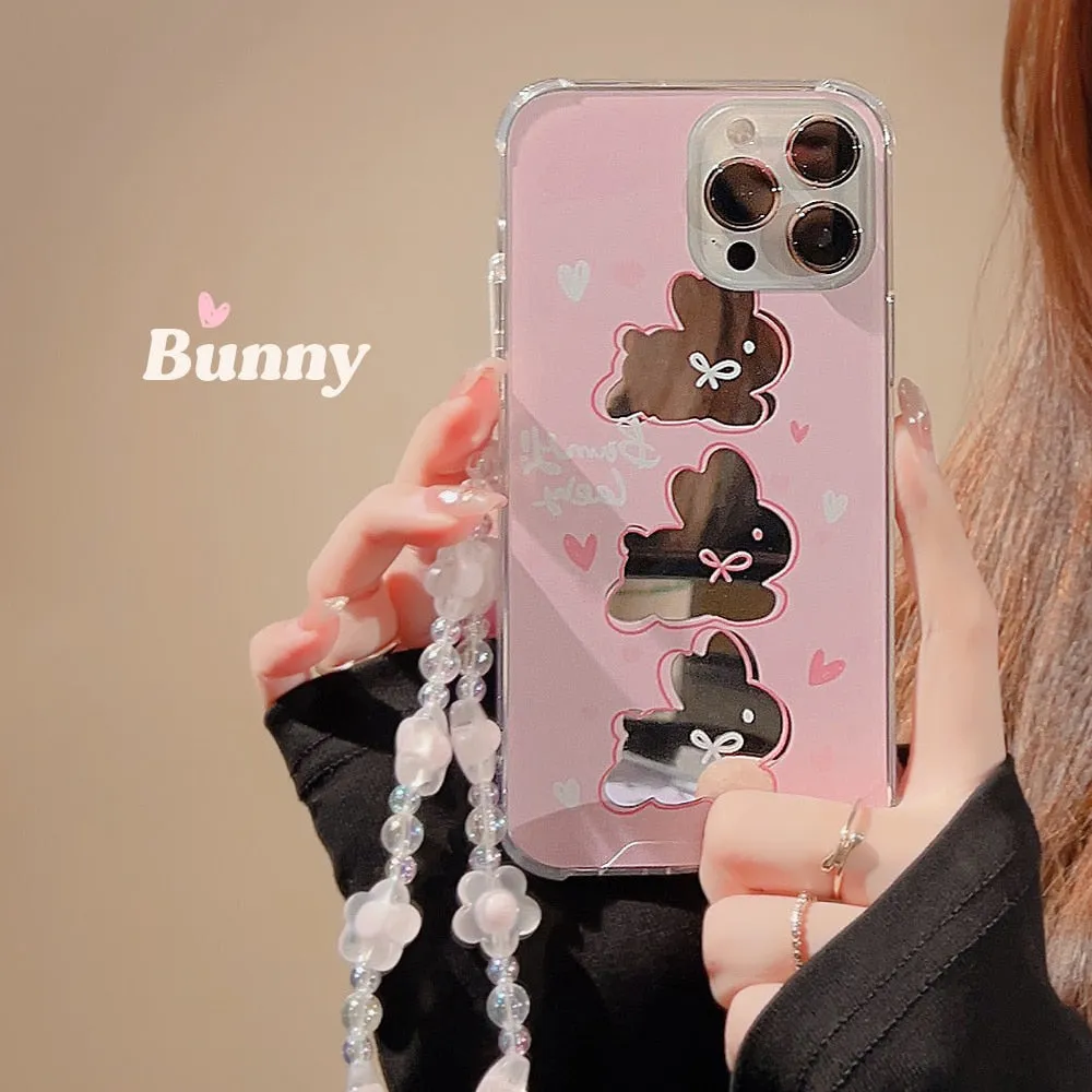 Mirrored Bunny iPhone Case & Chain