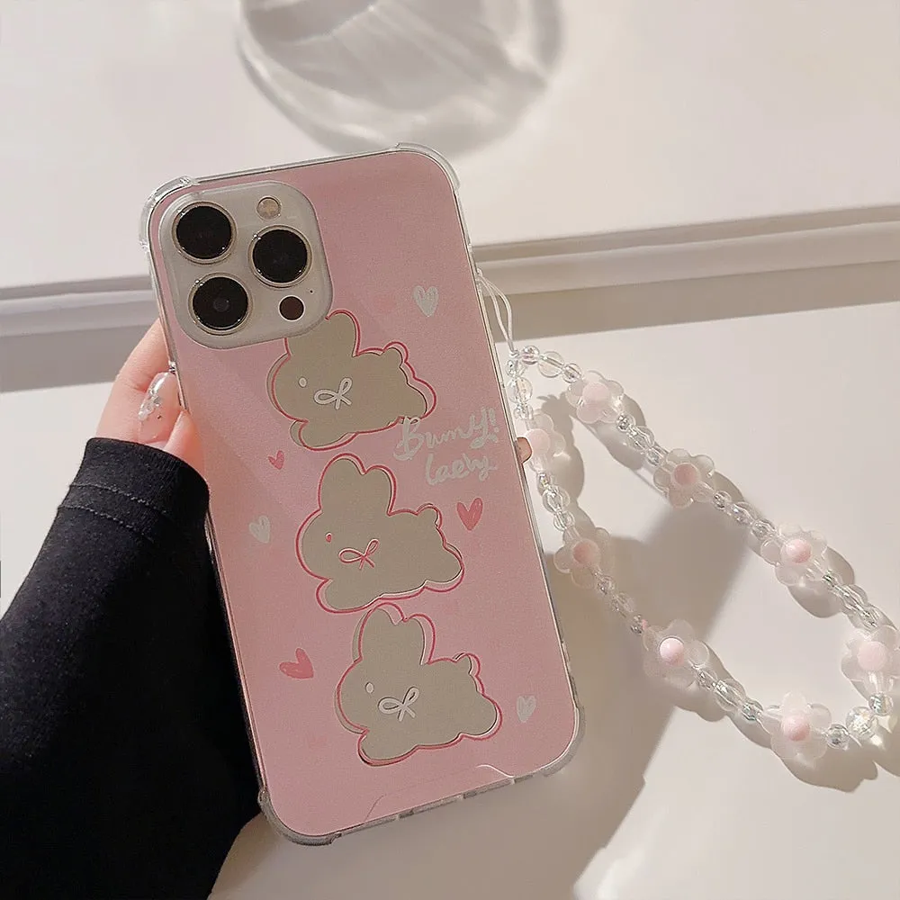 Mirrored Bunny iPhone Case & Chain