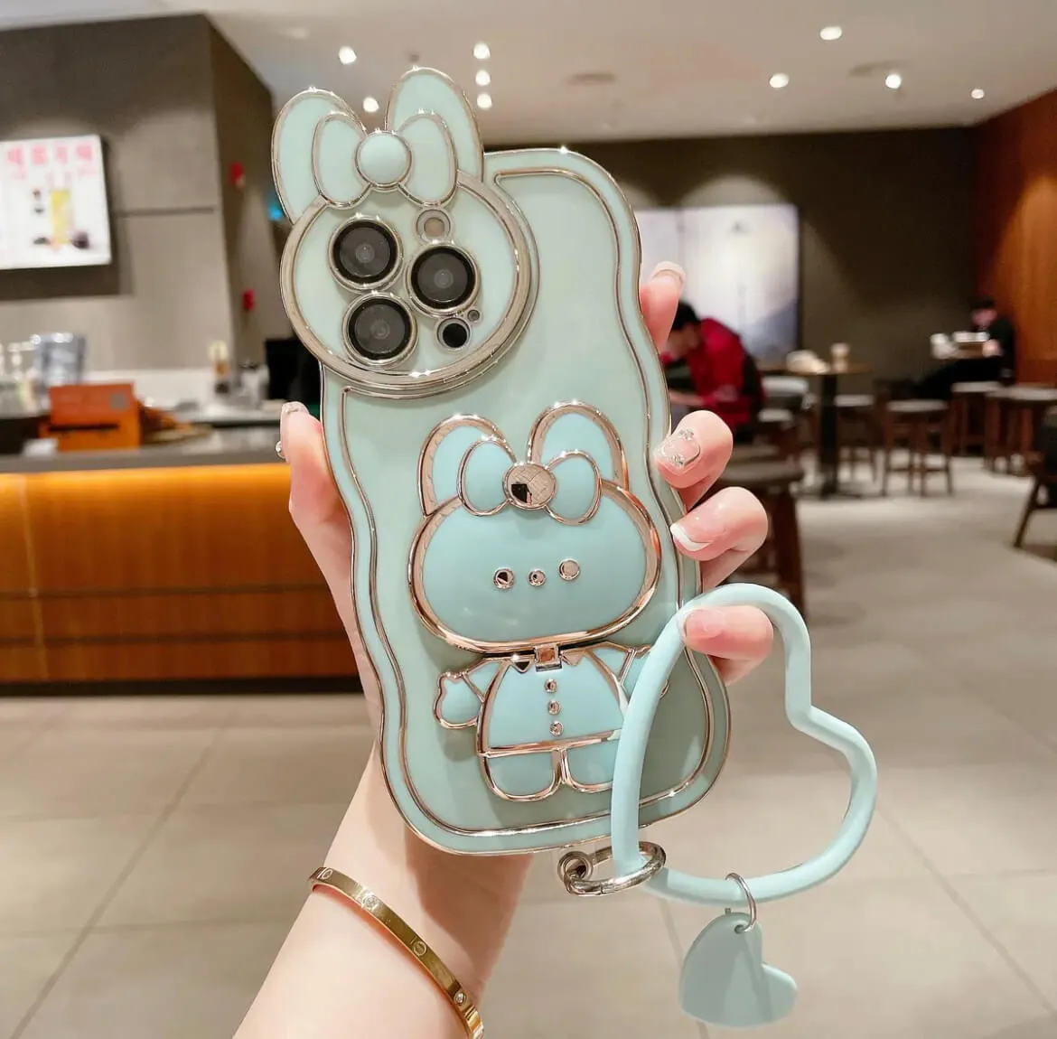 Moe rabbit cosmetic mirror bracket phone case