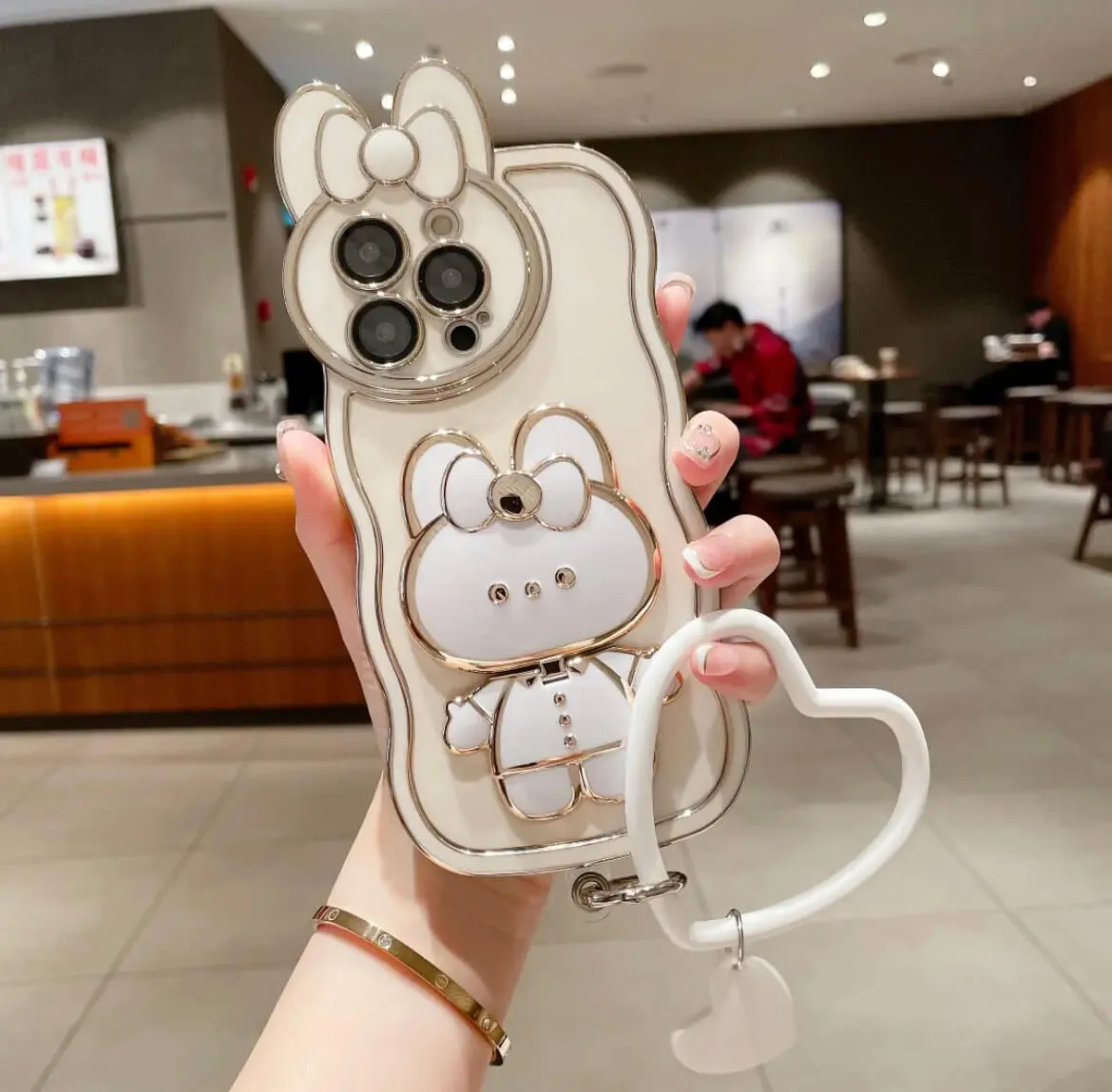 Moe rabbit cosmetic mirror bracket phone case