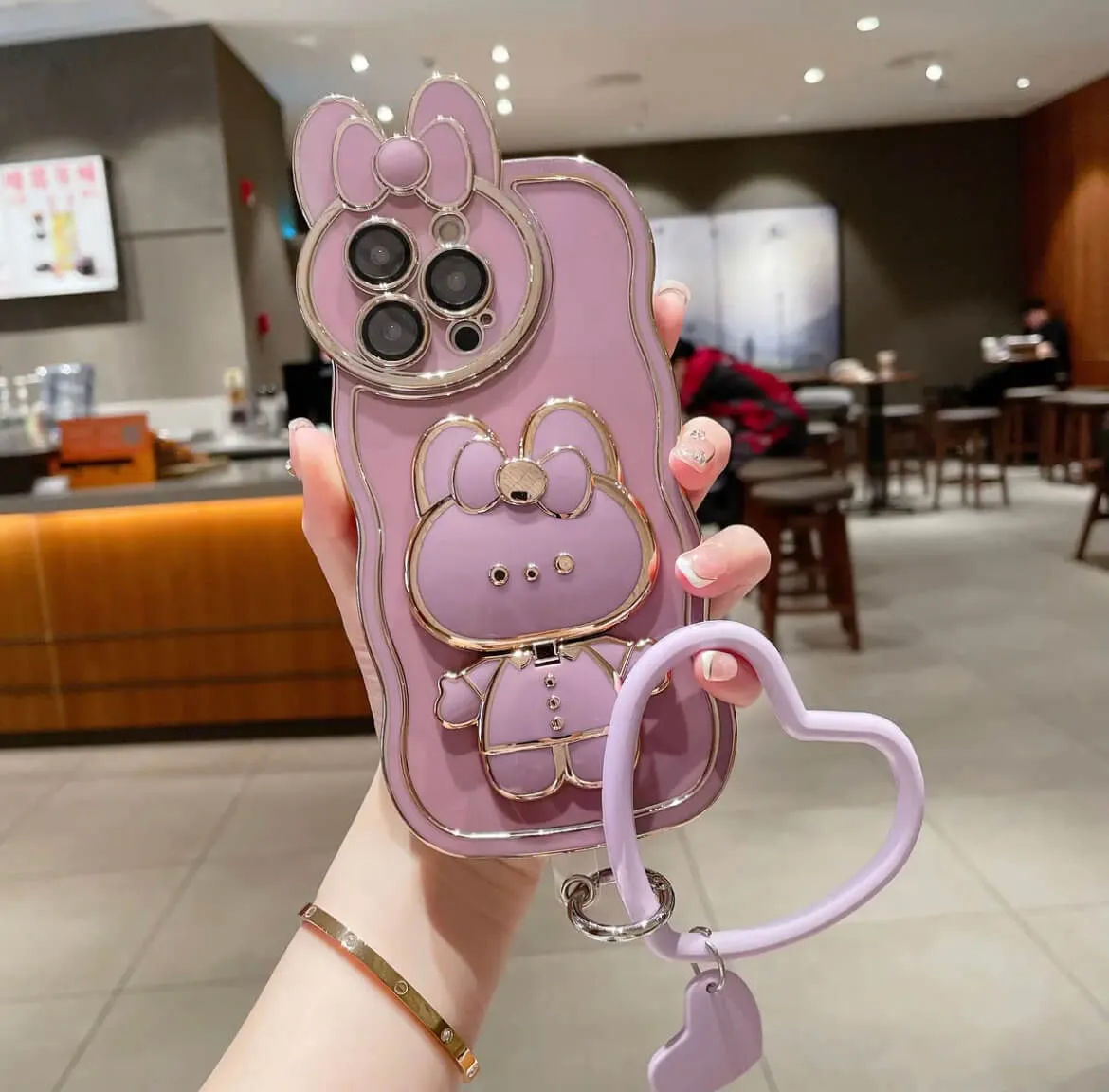 Moe rabbit cosmetic mirror bracket phone case